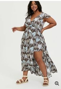 DARK TAUPE & BLUE FLORAL CRINKLED GAUZE WALKTHROUG